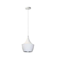 Grand luminaire suspendu Helsinki de Dainolite en forme de goutte, avec intérieur argenté, fini blanc mat et 1 ampoule