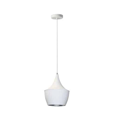 Dainolite Helsinki 1 Light Pendant Teardrop Large Matte White Finish Silver Interior Lamp|Grand luminaire suspendu Helsinki de Dainolite en forme de goutte, avec intérieur argenté, fini blanc mat et 1 ampoule