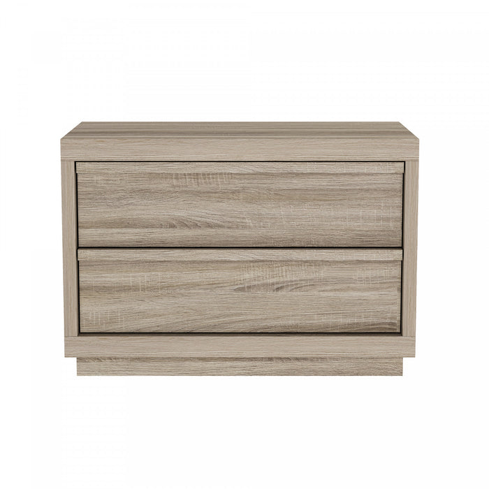 Table de nuit contemporaine Navis 32\" en chene naturel (2 tiroirs)