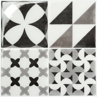 Smart Tiles Peel and Stick 4-Sheet 9 x 9 Backsplash - Vintage Roma|Dosseret Smart Tiles peler et coller 9 x 9, 4 feuilles - Vintage Roma