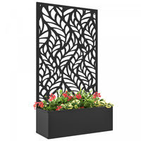 Outsunny Ecran D'intimite Exterieur Avec Jardiniere, Panneau D'intimite En Metal Et Lit De Jardin Su