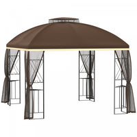 Outsunny 10' X 10' Tonnelle Pavillon Jardin Patio Terrasse Gazebo Exterieur Double Toit Avec Parois