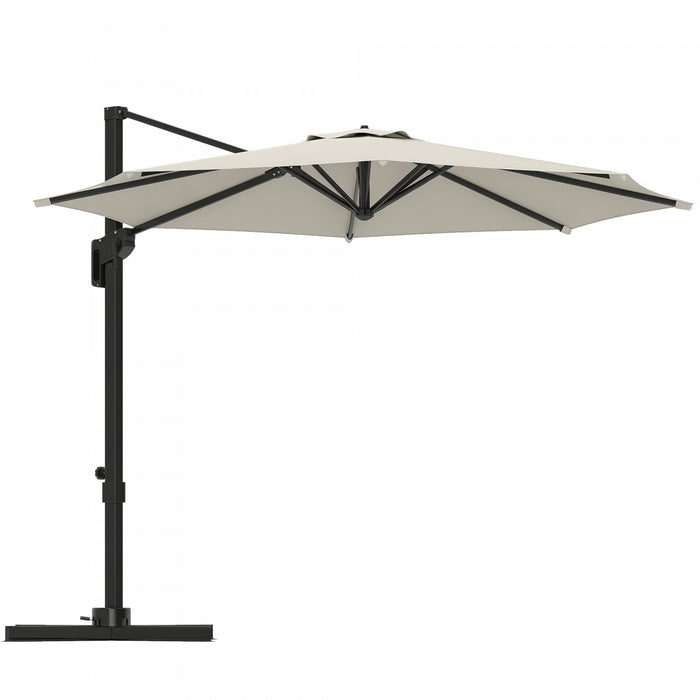 Outsunny Parasol De Terrasse Deporte De 10 Pi, Rotation A 360°, Blanc Creme