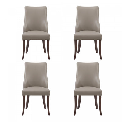 Connie Modern Vegan Leather and Velvet Wood Dining Chair in Taupe - Set of 4 | Chaise de salle a manger moderne Connie en cuir vegetalien et velours avec structure en bois, taupe - Lot de 4