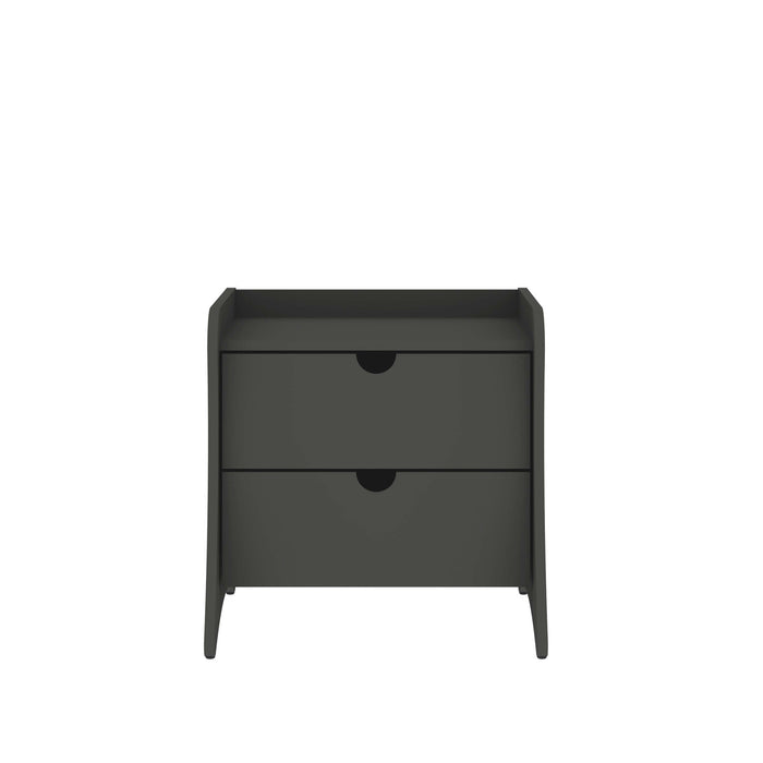 Table de nuit Coney style milieu du siecle 20\" en gris charbon (2 tiroirs)