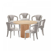  Ensemble de salle a manger chic industriel moderne Hathaway et Palmer 7 pieces, finition Poussiere d’or et Naturel