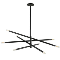 Grand lustre Wand de Dainolite avec fini noir mat et 8 ampoules