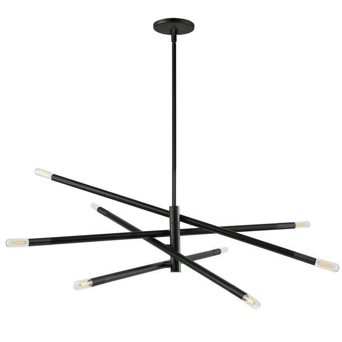Grand lustre Wand de Dainolite avec fini noir mat et 8 ampoules