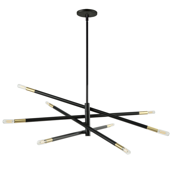 Grand lustre Wand de Dainolite avec fini noir mat et laiton vieilli et 8 ampoules