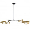Luminaire suspendu horizontal Emma de Dainolite en verre blanc, avec fini noir mat et laiton vieilli, et 4 ampoules