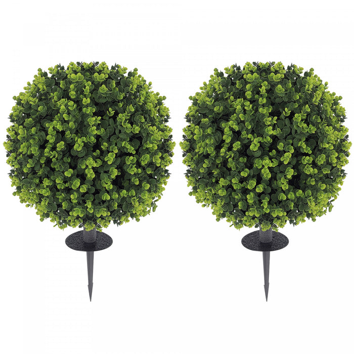 HOMCOM 2 pieces de boule de topiaire artificielle en eucalyptus avec piquets