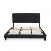  Lucia Cadre De Lit Plateforme Capitonne Avec Couture Waffle, Taille King, Noir