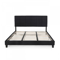 Lucia Cadre De Lit Plateforme Capitonne Avec Couture Waffle, Taille King, Noir