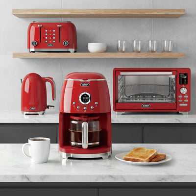 Salton NuRetro Digital 12 Cup Coffee Maker - Space Cherry |Salton cafetiere numerique de 12 tasses NuRetro - cerise cosmique