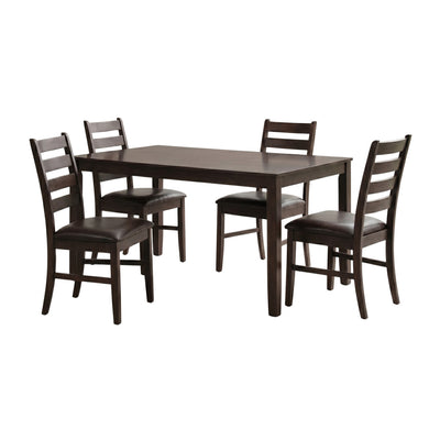 Radcliffe 5-Piece Solid Wood Dining Set with Ladder Back Chairs, Dark Brown (Seats 4) | Ensemble de salle a manger Radcliffe 5 pieces en bois massif avec chaises a dossier echelle, brun fonce (4 places)