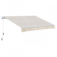Outsunny 12' X 10' Store Banne Manuel Retractable Aluminium Polyester Impermeabilise Anti-uv Beige E