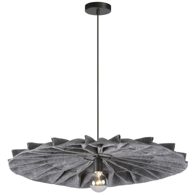 Dainolite Plegado 1 Light Pendant Matte Black Grey Felt Shade Lamp|Luminaire suspendu Plegado de Dainolite avec abat-jour en feutre gris, fini noir mat et 1 ampoule