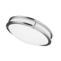 Plafonnier affleuré Cfled de Dainolite de 16 po de diamètre, avec abat-jour blanc et fini chromé satiné