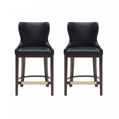 Blair Modern Wood Upholstered Counter Stool in Black - Set of 2 Bar Stool | Tabouret de comptoir Blair moderne en bois et tissu, noir - Lot de 2