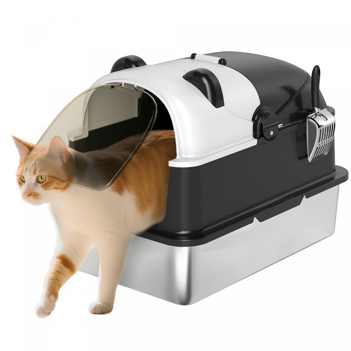 Panda Style Xl Stainless Steel Cat Litter Box With Lid