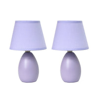 Ensemble de 2 mini lampes de table de Simple Designs en céramique en forme d’œuf - violet