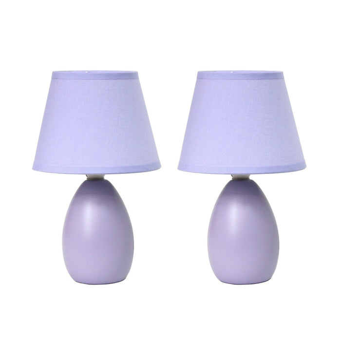 Ensemble de 2 mini lampes de table de Simple Designs en céramique en forme d’œuf - violet