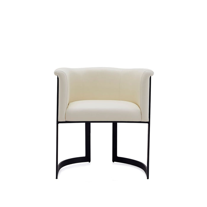 Chaise de salle à manger Corso de Manhattan Comfort en similicuir avec armature en métal - crème