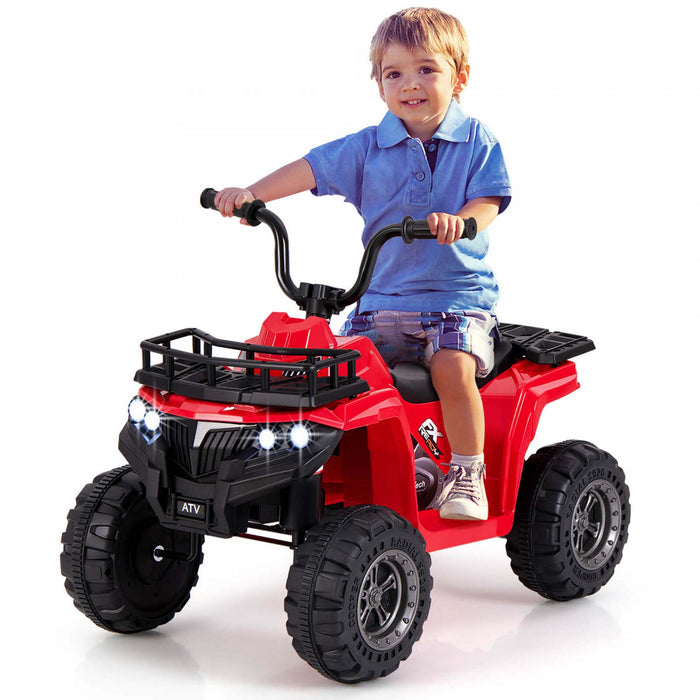 Costway Kids Ride Sur Atv Electrique 6v 4 Roues Quad Car Avec Un Bouton De Demarrage Pneus De Bande Rouge