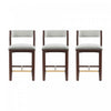Tabouret de comptoir moderne en bois Patricia avec revetement en tissu blanc glacier - Lot de 3