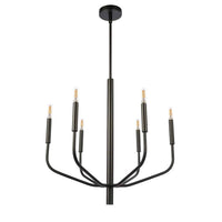 Lustre Eleanor de Dainolite avec fini noir mat et 6 ampoules