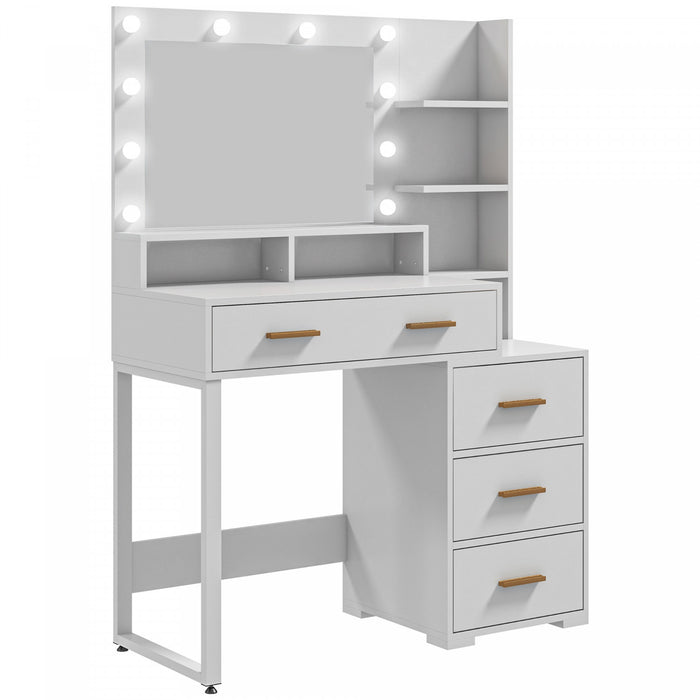 HOMCOM Coiffeuse, table de maquillage avec miroir et rangement, blanc