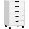 HOMCOM Classeur avec 5 Tiroirs, Roulettes, Organisateur de Rangement, Blanc