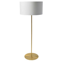 Lampe à pied Maine de Dainolite avec abat-jour cylindrique blanc, fini laiton vieilli et 1 ampoule