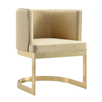Chaise de salle à manger Aura de Manhattan Comfort en velours - sable et laiton poli