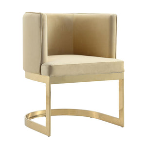 Chaise de salle à manger Aura de Manhattan Comfort en velours - sable et laiton poli