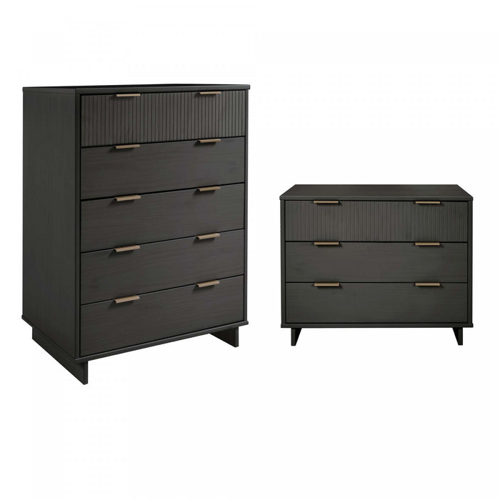 Ensemble de commode 2 pieces Granville Modern en gris charbon