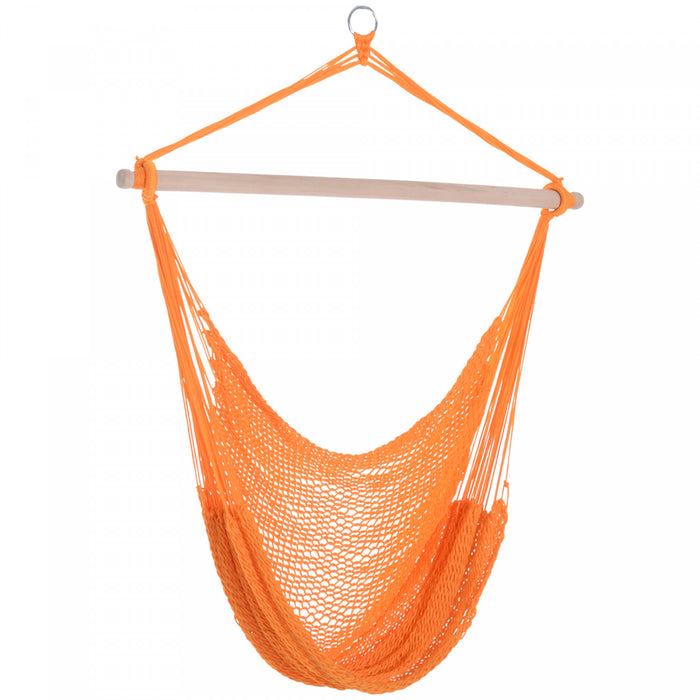 Outsunny Portable Suspendu Tisse Hamac Siege Corde Balancoire Chaise Lit De Couchage Pour Exterieur Jardin Cour Camping (orange, Nylon)