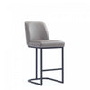 Tabouret de comptoir moderne en metal et tissu Serena, coloris taupe