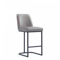  Tabouret de comptoir moderne en metal et tissu Serena, coloris taupe