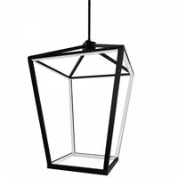 Luminaire suspendu Cage de Dainolite blanc qui diffuse la lumière, avec fini noir mat et ampoule à DEL de 64 W