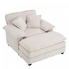Liam Canape d'interieur moderne en velours cotele 46,9\" avec 2 coussins moelleux, Blanc