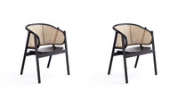  Fauteuil d’appoint en bois style industriel chic Versailles en noir et naturel - Lot de 2