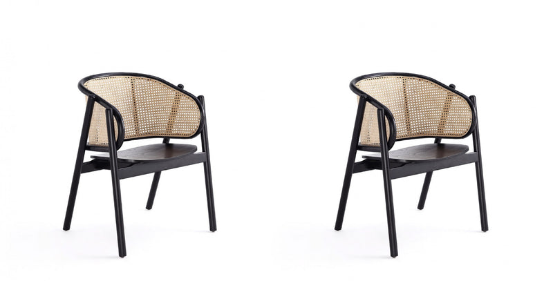 Fauteuil d’appoint en bois style industriel chic Versailles en noir et naturel - Lot de 2