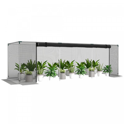 Outsunny 12' x 4' Plant Protection Tent Crop Cage with Door, Black