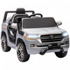 Qaba Voiture Electrique 12 V Pour Enfants, Voiture Pour Enfants Sous Licence Toyota Land Cruiser Avec Telecommande, Suspension A Ressorts, Lumiere Led, Musique, Klaxon, Gris