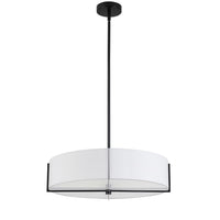 Luminaire suspendu Preston de Dainolite de 21 po de diamètre avec abat-jour blanc, fini noir mat et 4 ampoules
