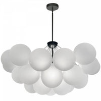 Lustre Miles de Dainolite en verre givré, avec fini noir mat et 8 ampoules
