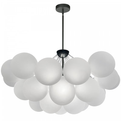 Dainolite Miles 8 Light Chandelier Matte Black Frosted Glass Lamp|Lustre Miles de Dainolite en verre givré, avec fini noir mat et 8 ampoules