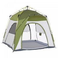 Tente De Camping Familiale 4-5 Personnes Montage Instantanee Pop-up 4 Fenetres Pare-soleil Dim. 2,4l
