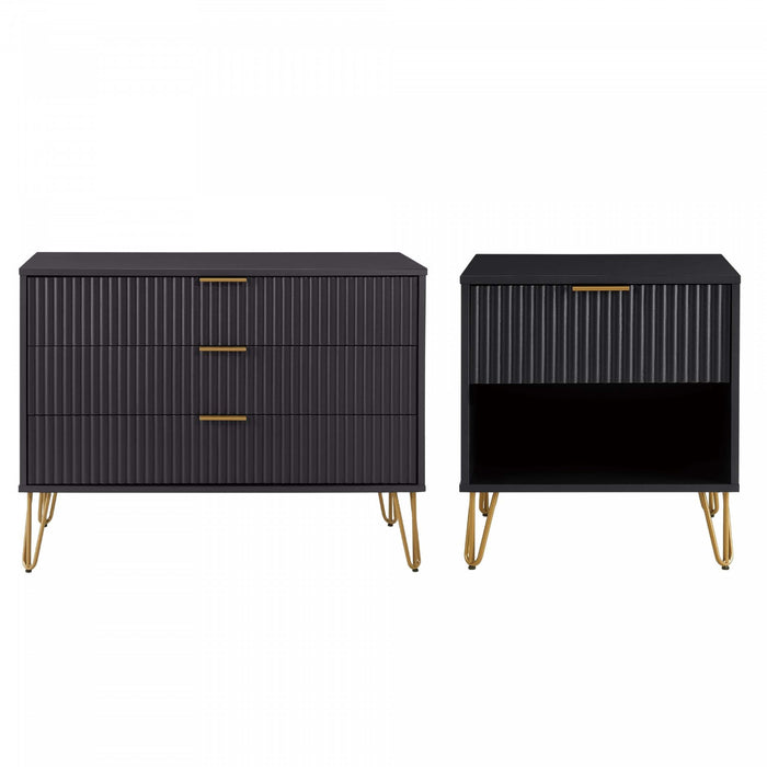 Ensemble moderne de commode 2 pieces Dumbo en noir